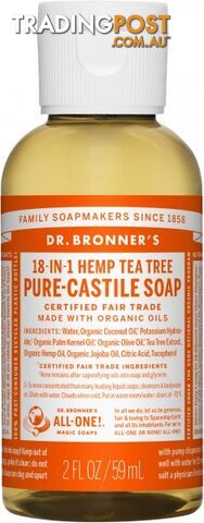 Dr Bronner's Pure Castile Liquid Soap Tea Tree 59ml - Dr Bronner's - 018787776025