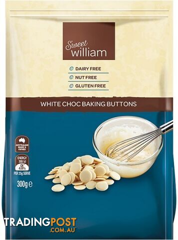 Sweet William Vegan White Chocolate Buttons 300g - Sweet William - 9311259423061