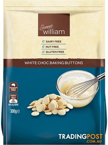 Sweet William Vegan White Chocolate Buttons 300g - Sweet William -...