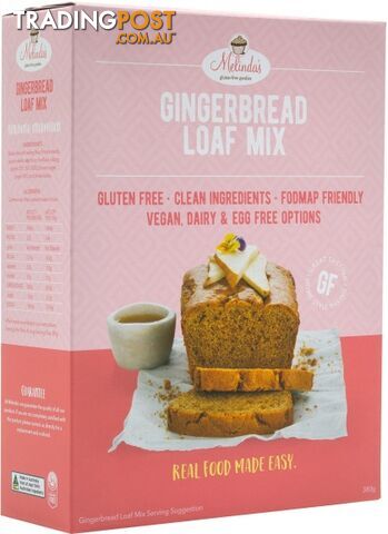 Melindas Gingerbread Loaf  Pre-Mix 380g - Melindas Gluten Free Goodies - 9340527000581