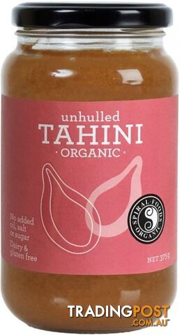 Spiral Organic Unhulled Tahini  Glass 375g - Spiral Foods - 9312336782507
