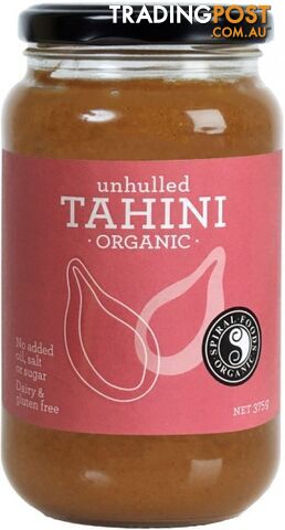 Spiral Organic Unhulled Tahini Glass 375g - Spiral Foods - 9312336782507
