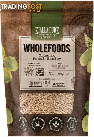 Kialla Organics Organic Pearl Barley 400g - Kialla Pure Organics -...
