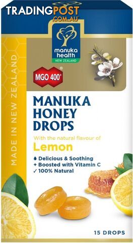 Manuka Health MGO 400+ Manuka Honey Drops Lemon Lozenges 15s - Manuka Health - 9421023628735