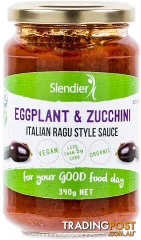 Slendier Eggplant & Zucchini Italian Ragu Style Sauce 340g - Slendier - 9346976001438