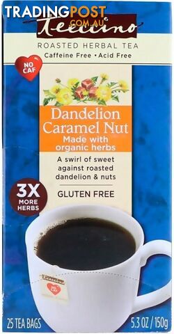 Teeccino Caramel Nut Roasted Herbal Tea 150g (25 Teabags) - Teeccino Caffeine...