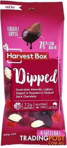 Harvest Box Dipped (Almonds Lightly Dipped in Raspberry-Dusted Dark Chocolate)  40g - Harvest Box - 9347881000516