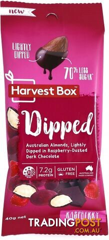 Harvest Box Dipped (Almonds Lightly Dipped in Raspberry-Dusted Dark Chocolate)  40g - Harvest Box - 9347881000516