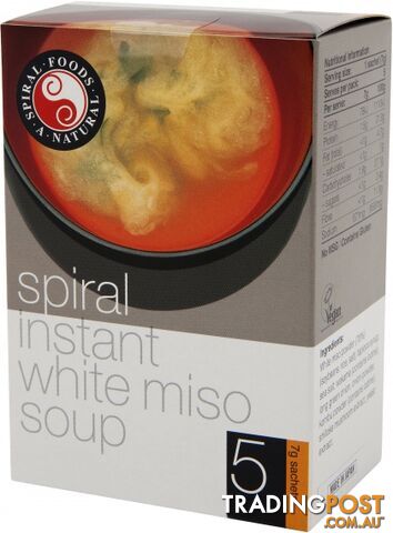 Spiral Instant Miso White Soup 5x7g Sachets - Spiral Foods - 9312336039601