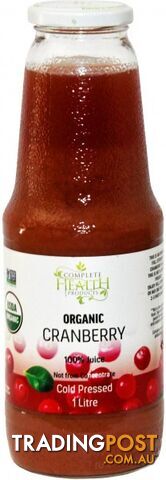 Complete Health Products Organic Cranberry 100% Juice 1L - Complete Health Products - 9347880000296