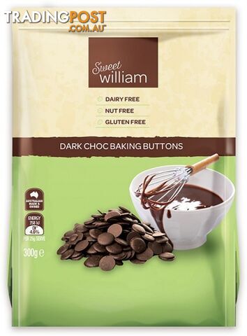 Sweet William Vegan Dark Chocolate Buttons 300g - Sweet William - 9311259423085