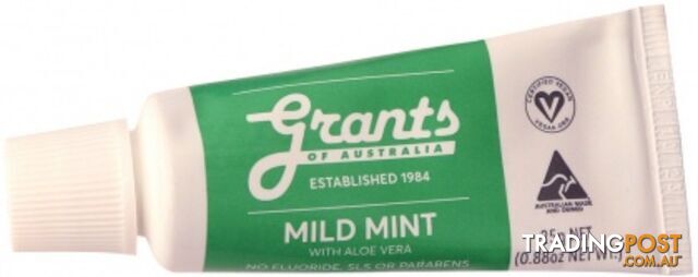 Grants Natural Toothpaste Mild Mint Travel Size 25g - Grants - 93555302