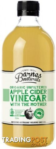 Barnes Naturals Organic Apple Cider Vinegar & The Mother 1L - Barnes Naturals -...