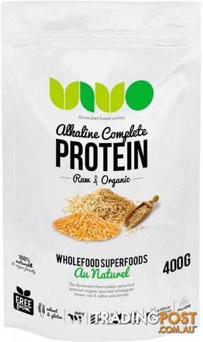 VIVO Organic Alkaline Complete Plant Protein Au Naturel 400g - Vivo Alkaline Protein - 934851800091