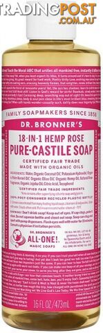 Dr Bronner's Pure Castile Liquid Soap Rose 473ml - Dr Bronner's - 018787778166