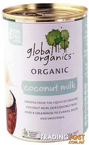Global Organics Coconut Milk  400g Can - Global Organics - 9326721009766