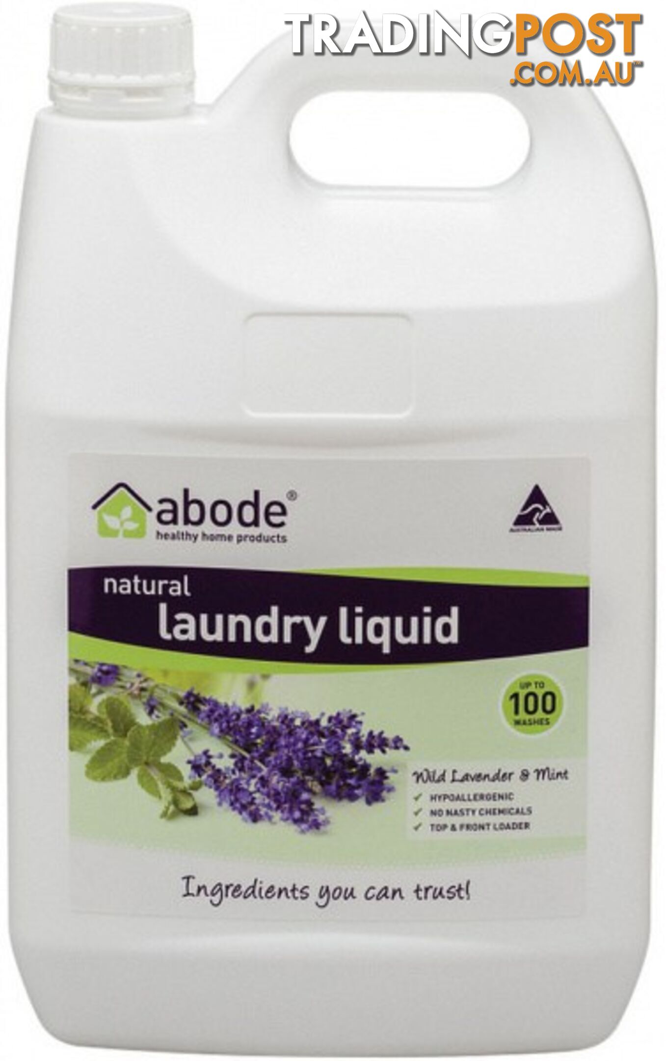 Abode Natural Laundry Liquid Wild Lavender & Mint 4L - Abode - 9343188002062