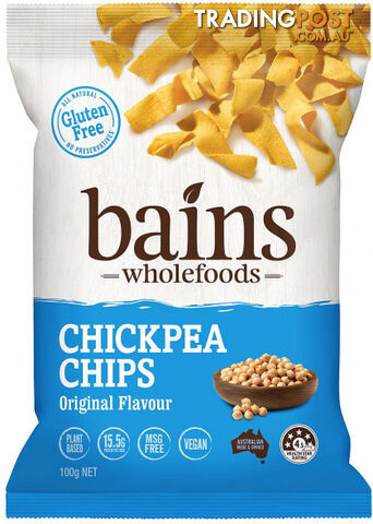 Bains Wholefoods Chickpea Chips Original  100g - Bains Wholefoods - 9328598001034