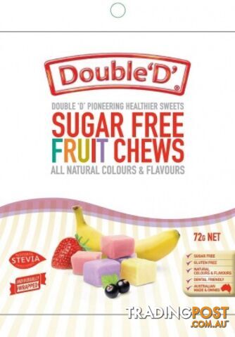 Double D Sugar Free Fruit Chews 72g - Double D - 9324956000787