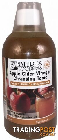 Natures Goodness Apple Cider Vinegar Cleansing Tonic with Turmeric & Cinnamon (The Mother) 500ml - Natures Goodness - 9311968113536