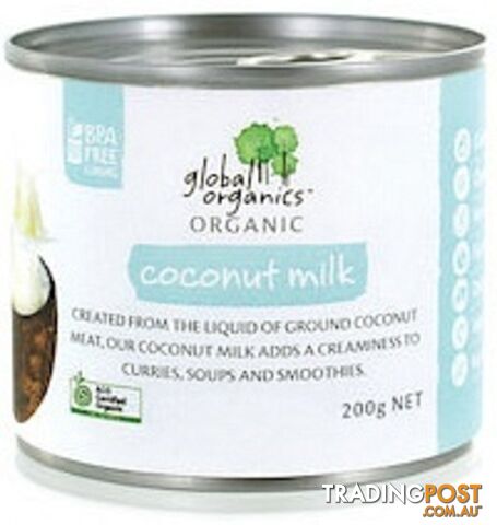Global Organics Organic Coconut Milk  200g Can - Global Organics - 9326721002316