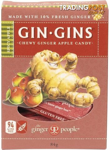 The Ginger People Gin Gins Ginger Candy Chews Spicy Apple 12x84g - The Ginger People - 734027981034