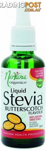 Nirvana Organics Butterscotch Flavour Stevia Liquid 50ml - Nirvana Organics - 9338196000667