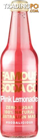 Famous Soda Co Sugar Free All Natural Pink Lemonade Soda 12x330ml - Famous Soda Co - 9369998111794