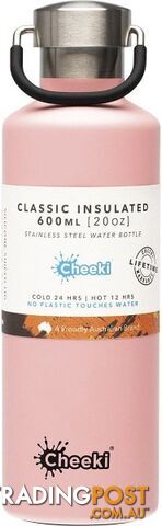 Cheeki Stainless Steel Bottle Insulated Pink 600ml - Cheeki - 9342192005199