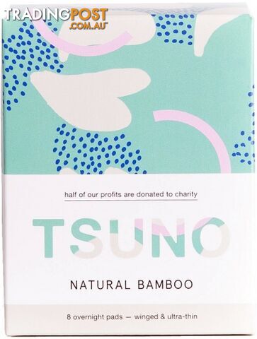 Tsuno Natural Bamboo Overnight Pads - Winged & Ultra Thin Box of 8 - Tsuno - 9369998145898