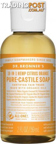 Dr Bronner's Pure Castile Liquid Soap Citrus 59ml - Dr Bronner's - 018787777022