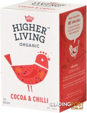 Higher Living Organic Cocoa & Chilli Tea 15Teabags - Higher Living - 5060319120139