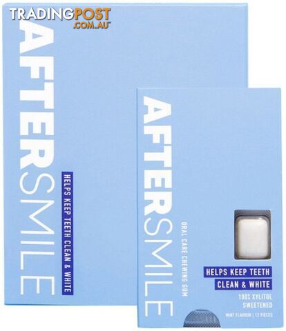 AFTERSMILE Oral Care Chewing Gum (Clean & White Teeth) Mint 12 Piece x 10 Pack - Aftersmile - 07939345030996