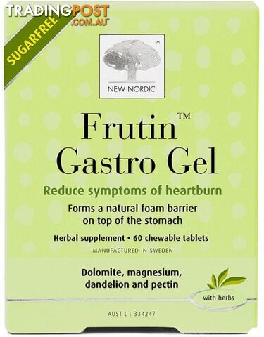 New Nordic S/F Frutin Gastro Gel 60 Chewable Tabs - New Nordic - 5021807613731