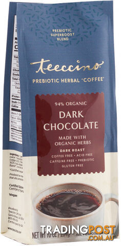 Teeccino Dark Chocolate Prebiotic SuperBoost Herbal Coffee 284g - Teeccino Caffeine Free - 795239860104