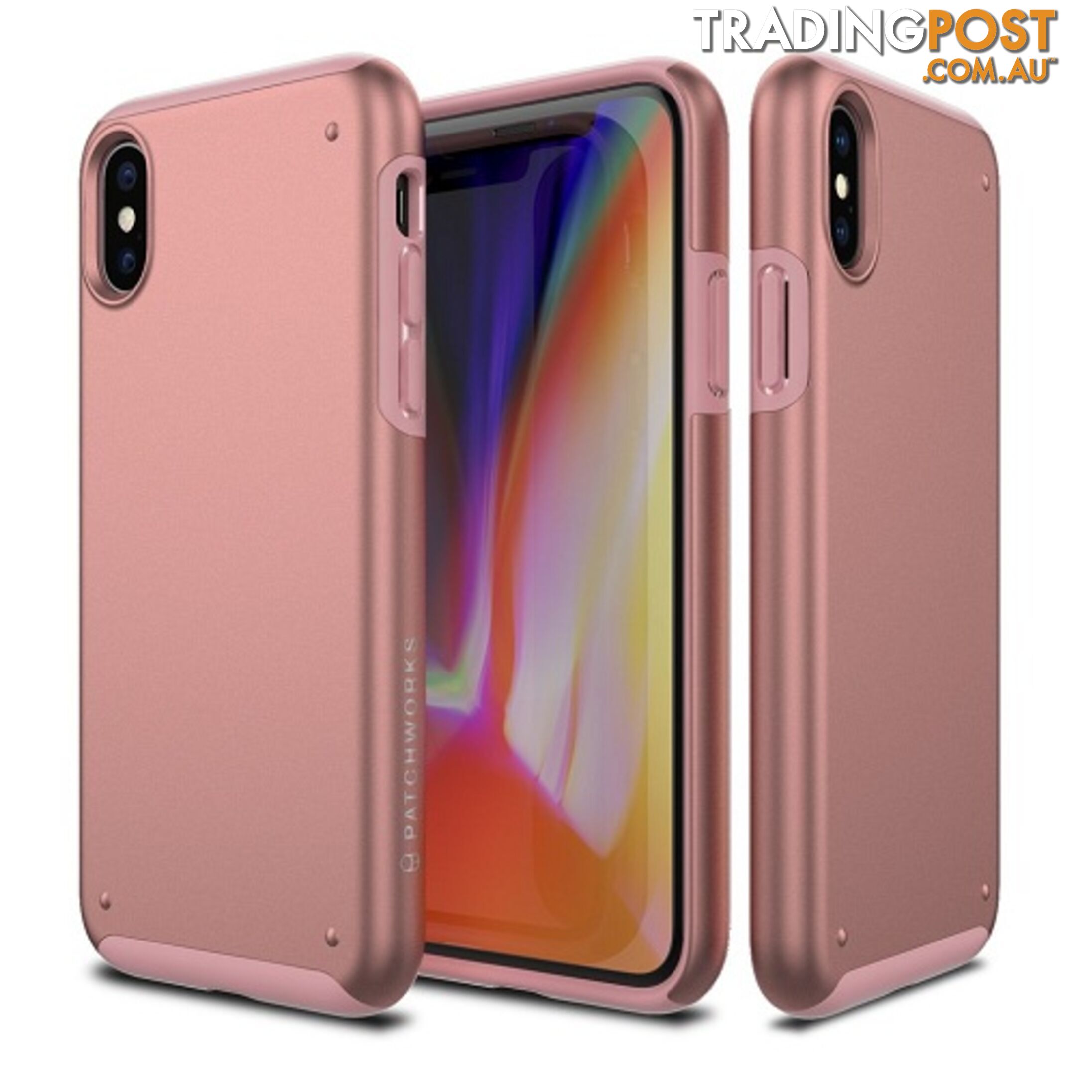 Patchworks Chroma Metalic Rugged Case for iPhone X - Rose Gold / Black - 8809453318463/CRA83 - Patchworks