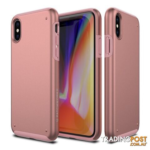 Patchworks Chroma Metalic Rugged Case for iPhone X - Rose Gold / Black - 8809453318463/CRA83 - Patchworks