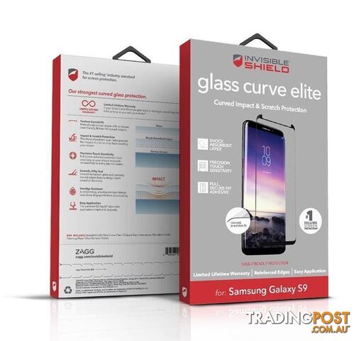Zagg InvisibleShield Tempered Glass Curve Elite Samsung Galaxy S9 -...