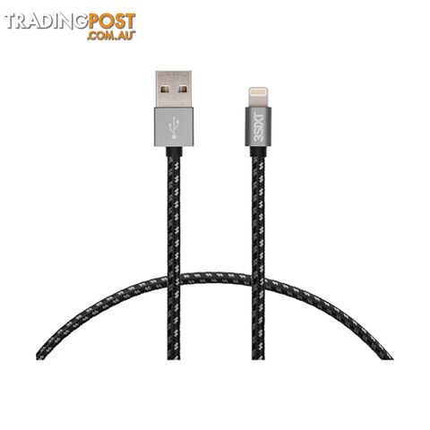 3SIXT 2M Braided Nylon Cable USB Type A to Lightning - Black - 9318018128700/3S-1123 - 3SIXT