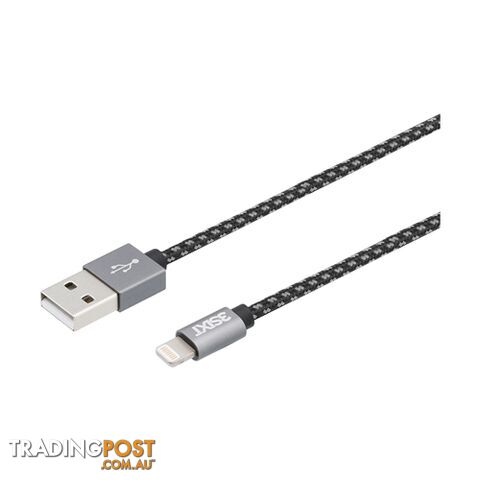 3SIXT 1M Braided Nylon Cable USB Type A to Lightning - Black - 9318018128694/3S-1122 - 3SIXT