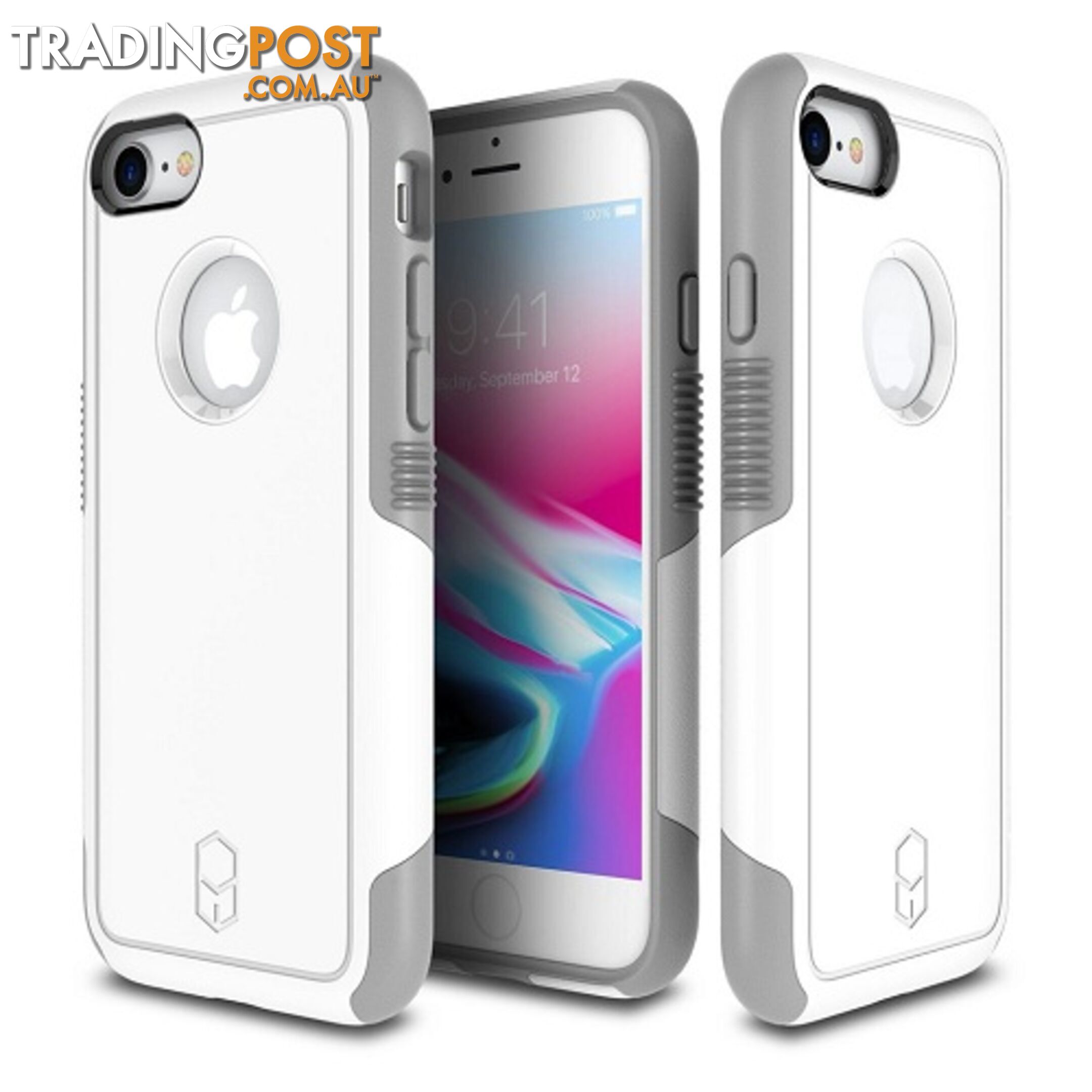 Patchworks Level Aegis Rugged Case for iPhone 8 / 7 - White / Grey - 8809453318227/LAA72 - Patchworks