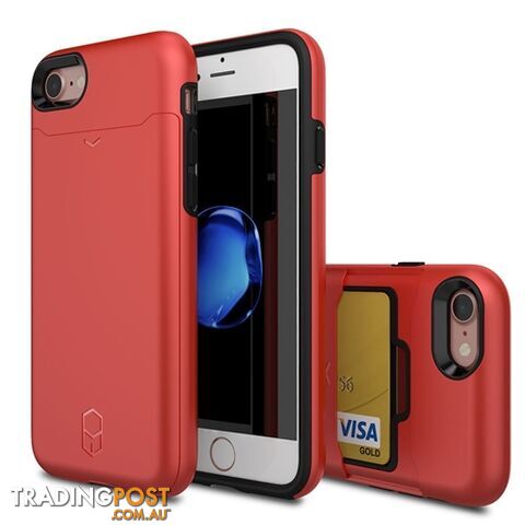 Patchworks ITG Level Card Protection Case iPhone 8 / 7 w/ Card Slot - Red - 8809453316223/ITGL904 - Patchworks