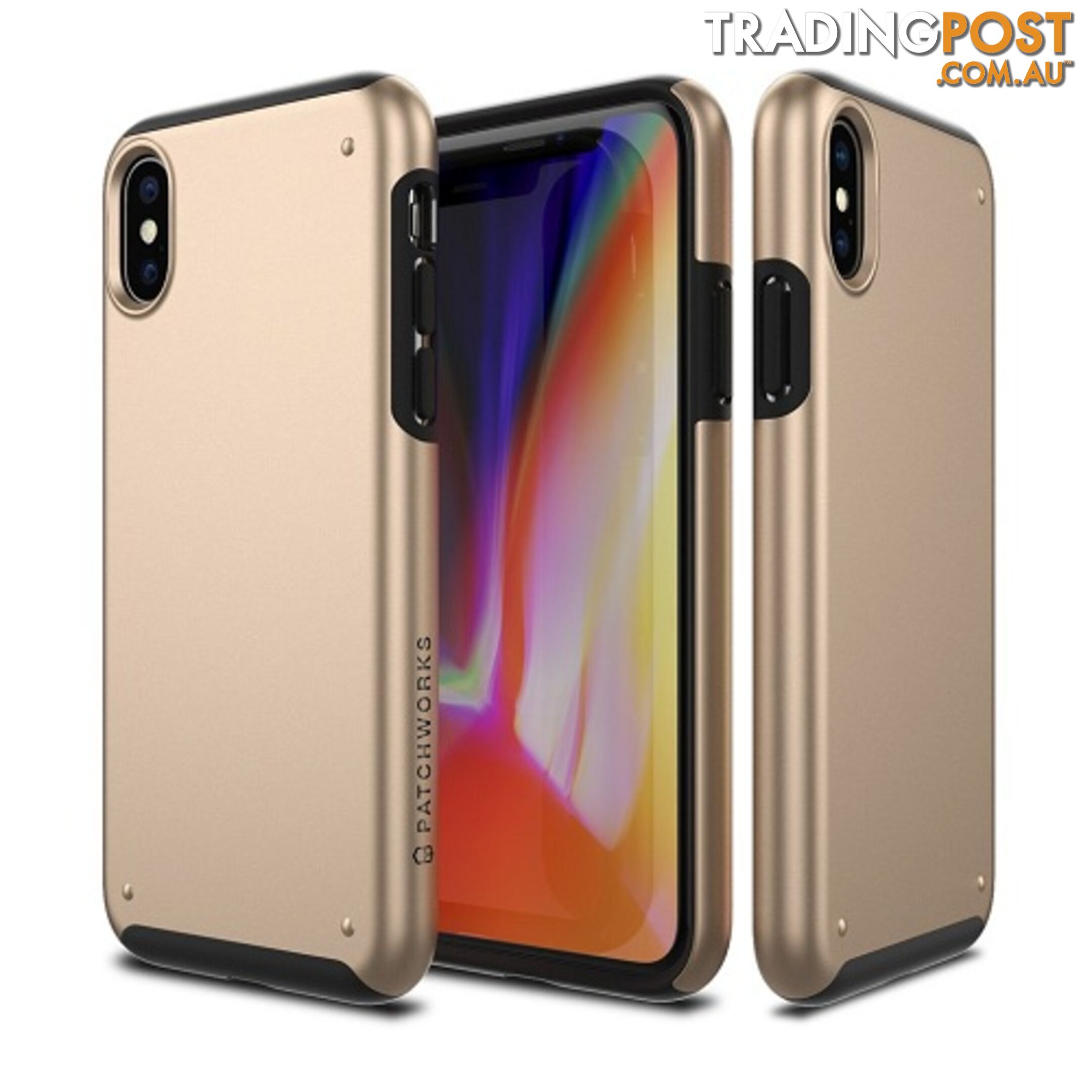 Patchworks Chroma Metalic Rugged Case for iPhone X - Gold / Black - 8809453318487/CRA85 - Patchworks