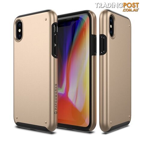 Patchworks Chroma Metalic Rugged Case for iPhone X - Gold / Black - 8809453318487/CRA85 - Patchworks