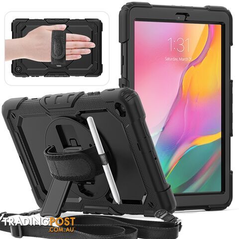 Rugged Protective Case Hand & Shoulder Strap Samsung Tab A 10.1 2019 - Black - SDK-TABA101-2019-BK - Generic