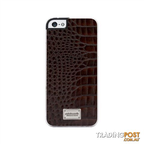 Patchworks Leather Snap Back Case iPhone 5 / 5S / SE 1st Gen Croco Style - Dark Brown - 8809327544615/7435 - Patchworks