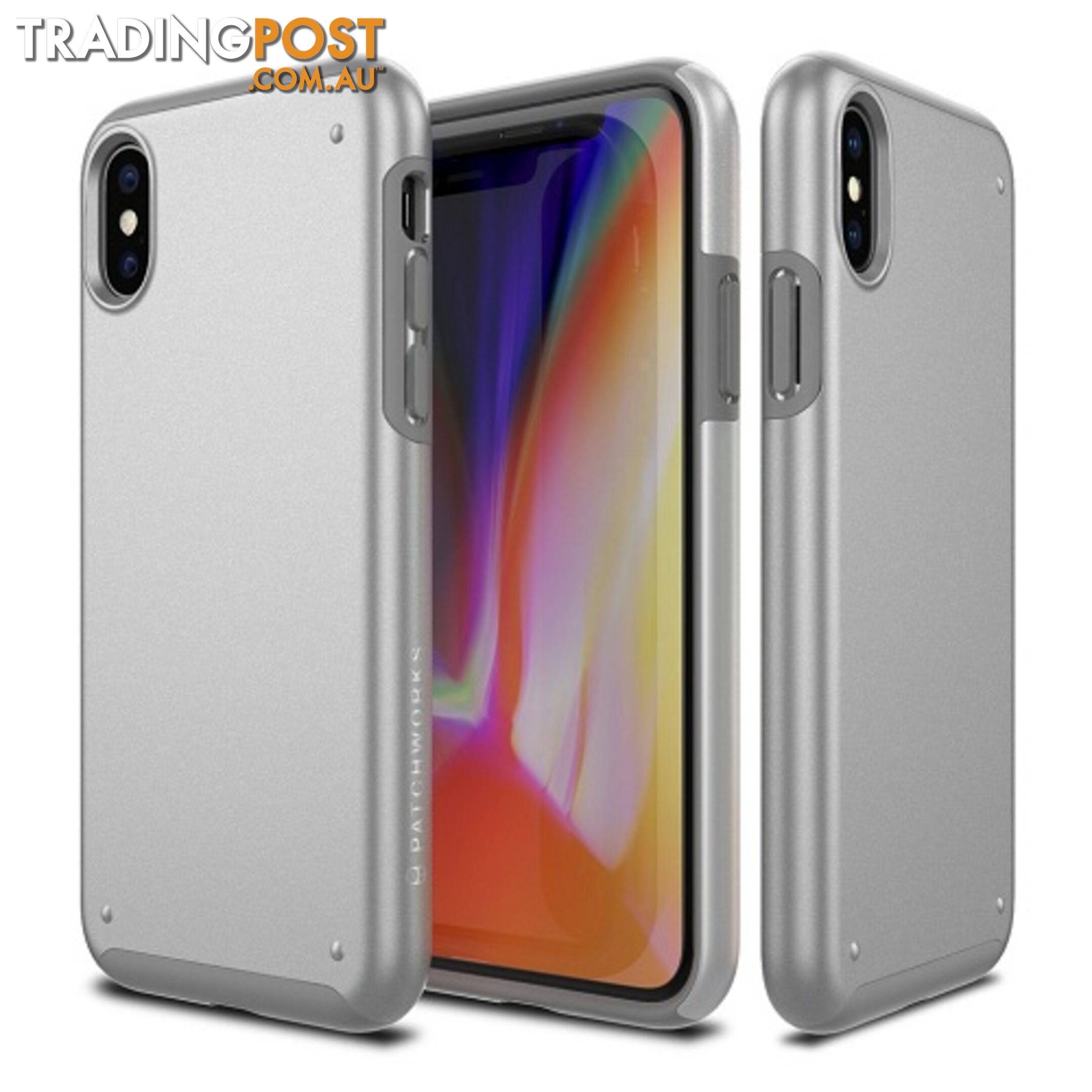 Patchworks Chroma Metalic Rugged Case for iPhone X - Silver / Black - 8809453318470/CRA84 - Patchworks