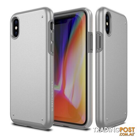 Patchworks Chroma Metalic Rugged Case for iPhone X - Silver / Black - 8809453318470/CRA84 - Patchworks