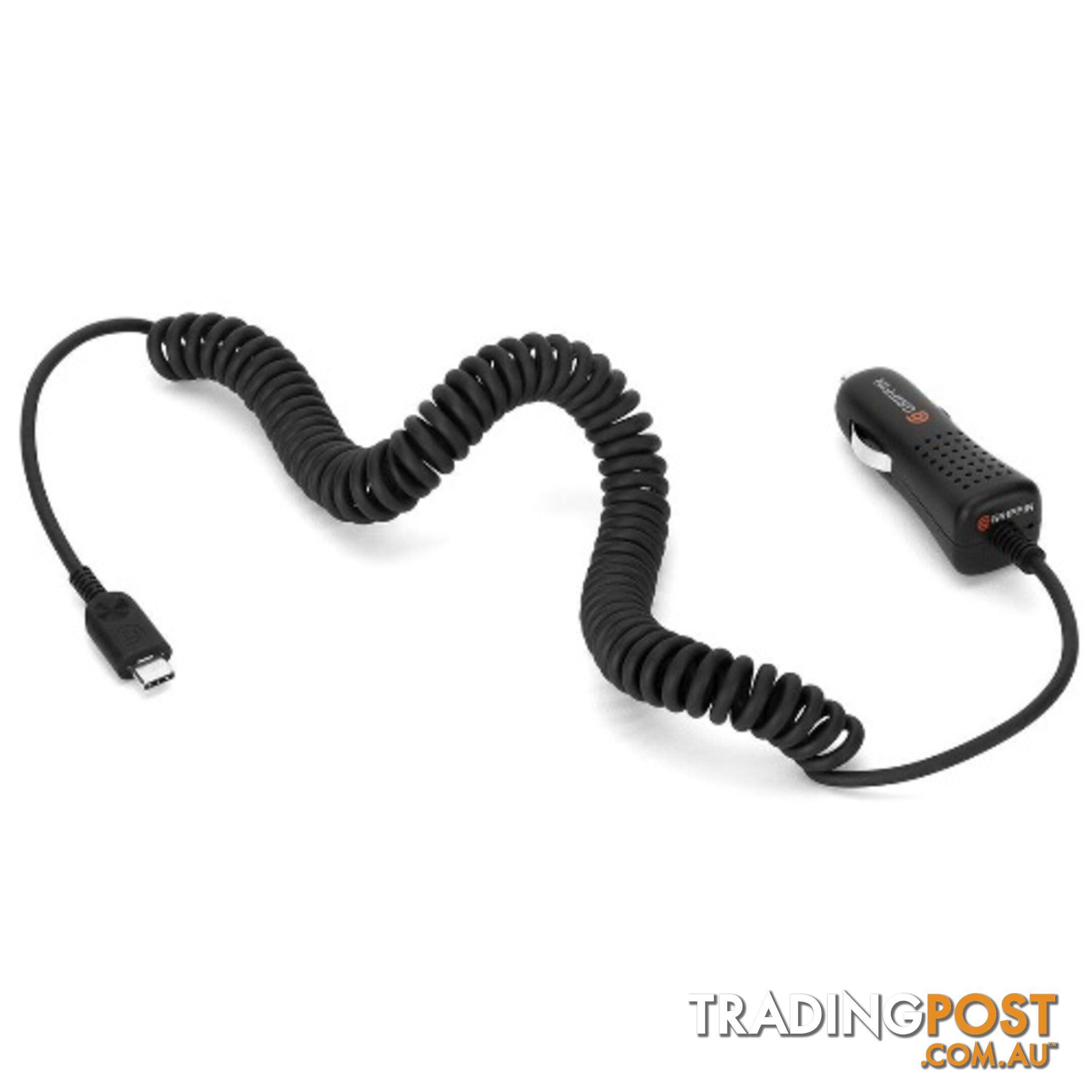 Griffin PowerJolt SE 3.0A Car Charger Coiled USB-C - Black - 685387428496/GC42106 - Griffin