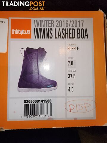 Thirty Two Women's US7 Lashed Boa Snowboard Boots Purple